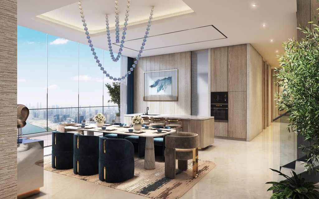 Living space with high ceilings